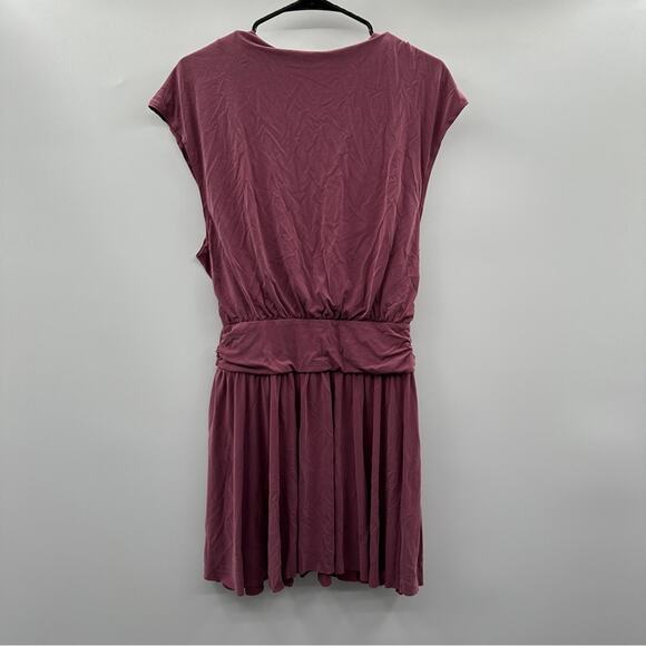 Free People Cupro Criss Cross Maeve Dusty Pink Short Sleeve Faux Wrap Mini Dress - Picture 5 of 10